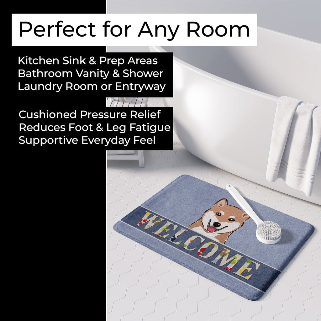 Shiba Inu Welcome Memory Foam Kitchen Mat Machine Washable Anti-Fatigue Cushion Comfort Bath or Kitchen Rug