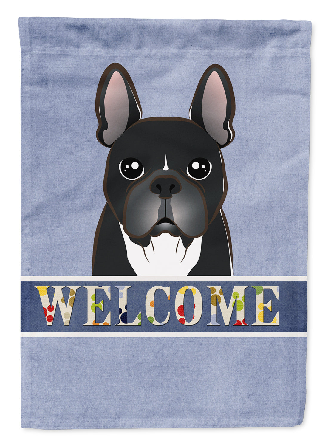 French Bulldog Welcome House Flag 28x40 Porch Sleeve Pole Decorative Outside Yard Banner Artwork Wall Hanging, Polyester