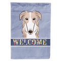 Borzoi Welcome House Flag 28x40 Porch Sleeve Pole Decorative Outside Yard Banner Artwork Wall Hanging, Polyester
