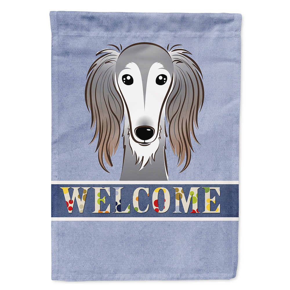 Saluki Welcome House Flag 28x40 Porch Sleeve Pole Decorative Outside Yard Banner Artwork Wall Hanging, Polyester