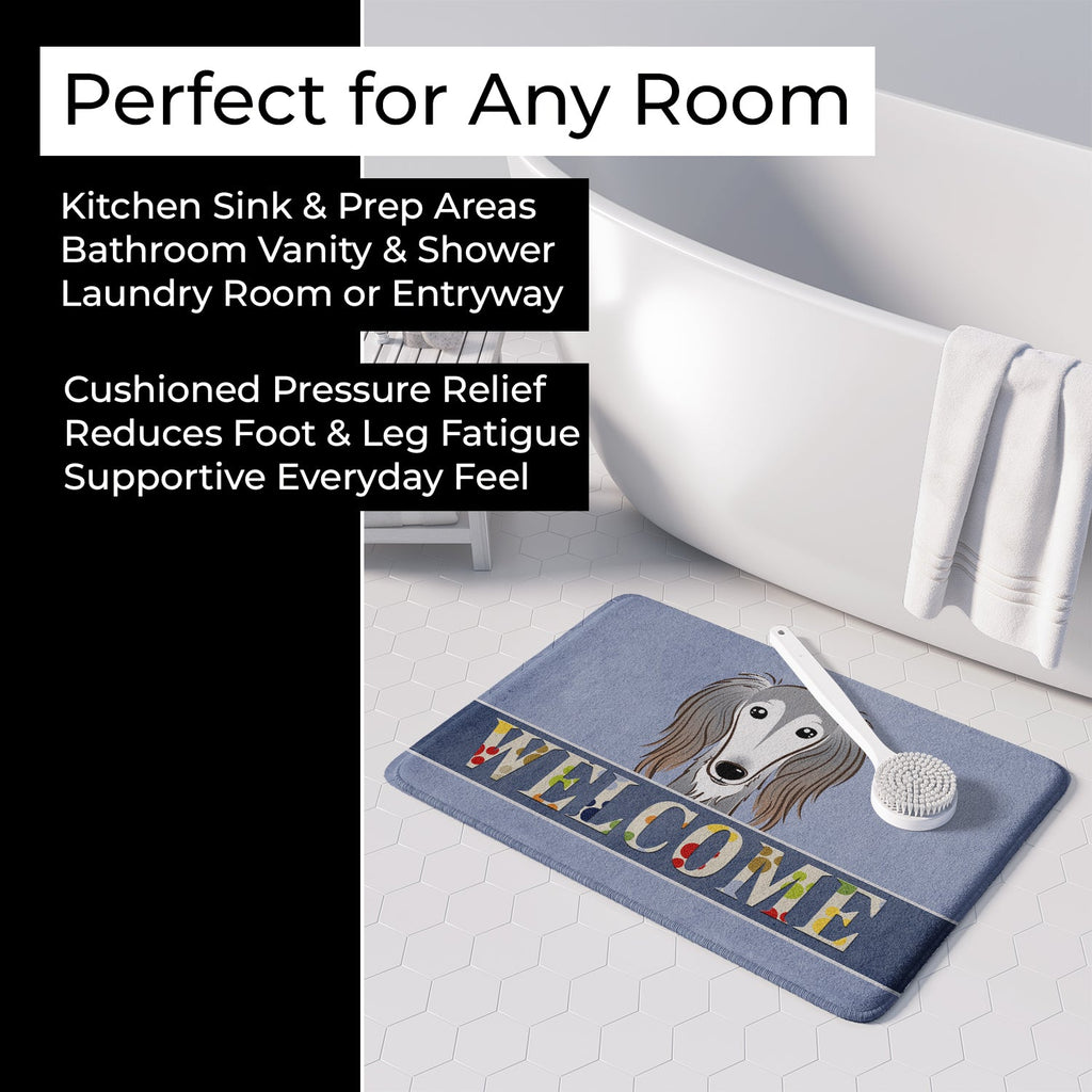 Saluki Welcome Memory Foam Kitchen Mat Machine Washable Anti-Fatigue Cushion Comfort Bath or Kitchen Rug