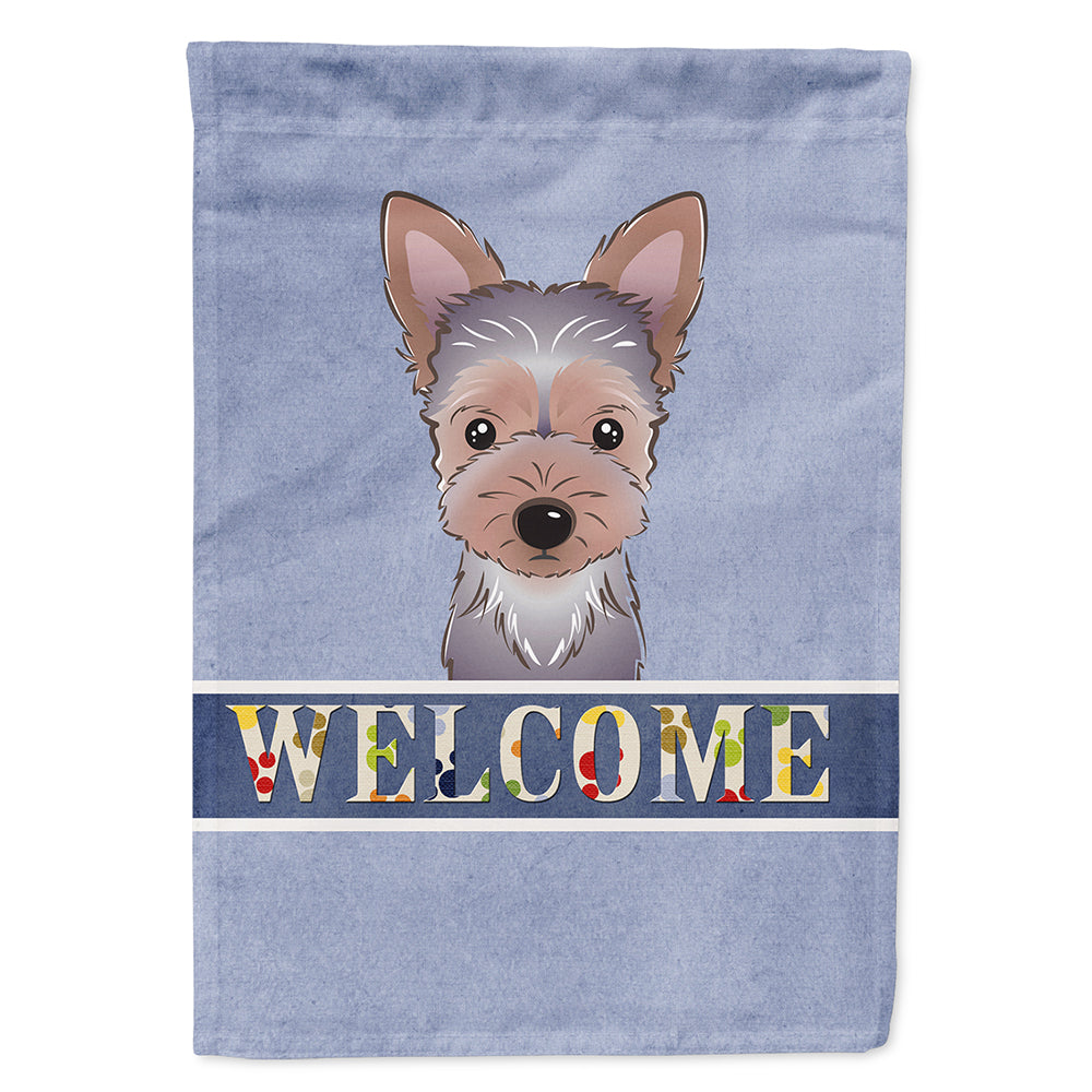 Yorkie Puppy Welcome House Flag 28x40 Porch Sleeve Pole Decorative Outside Yard Banner Artwork Wall Hanging, Polyester