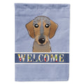 Wirehaired Dachshund Welcome House Flag 28x40 Porch Sleeve Pole Decorative Outside Yard Banner Artwork Wall Hanging, Polyester