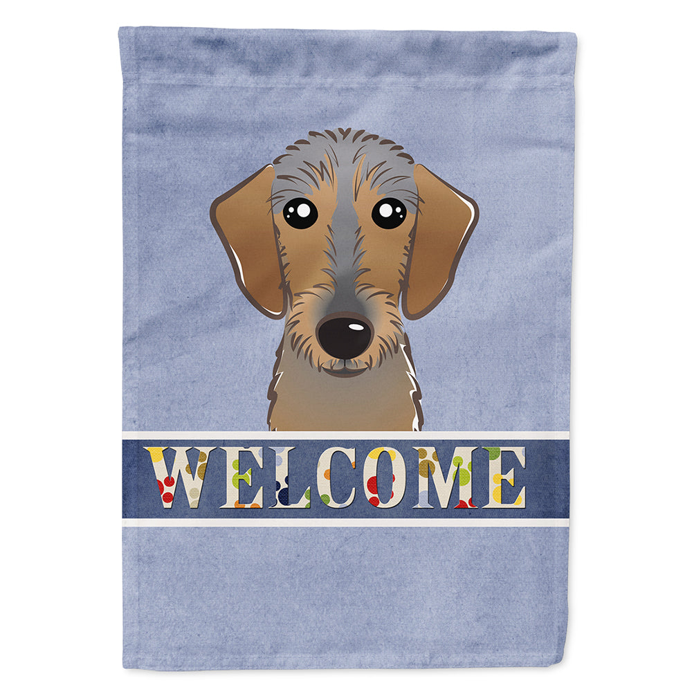 Wirehaired Dachshund Welcome House Flag 28x40 Porch Sleeve Pole Decorative Outside Yard Banner Artwork Wall Hanging, Polyester