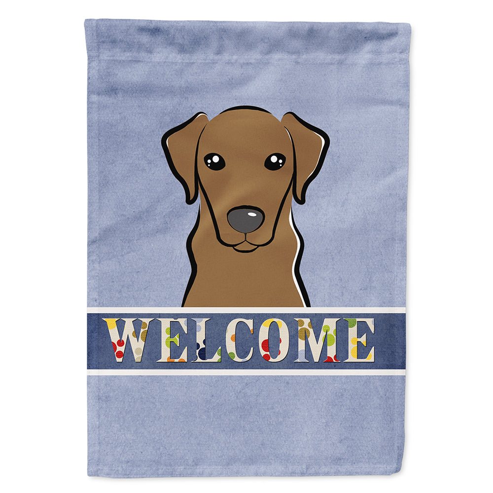 Chocolate Labrador Welcome House Flag 28x40 Porch Sleeve Pole Decorative Outside Yard Banner Artwork Wall Hanging, Polyester