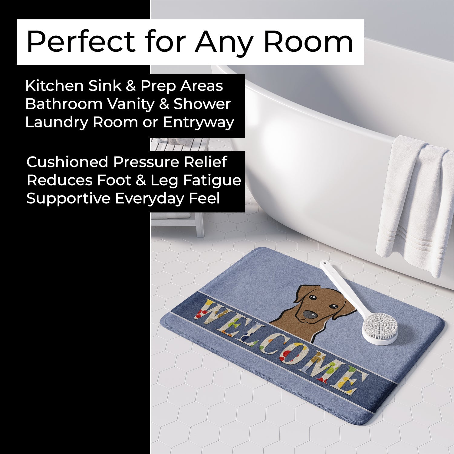 Chocolate Labrador Welcome Memory Foam Kitchen Mat Machine Washable Anti-Fatigue Cushion Comfort Bath or Kitchen Rug