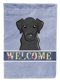 Black Labrador Welcome House Flag 28x40 Porch Sleeve Pole Decorative Outside Yard Banner Artwork Wall Hanging, Polyester
