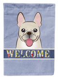 French Bulldog Welcome House Flag 28x40 Porch Sleeve Pole Decorative Outside Yard Banner Artwork Wall Hanging, Polyester