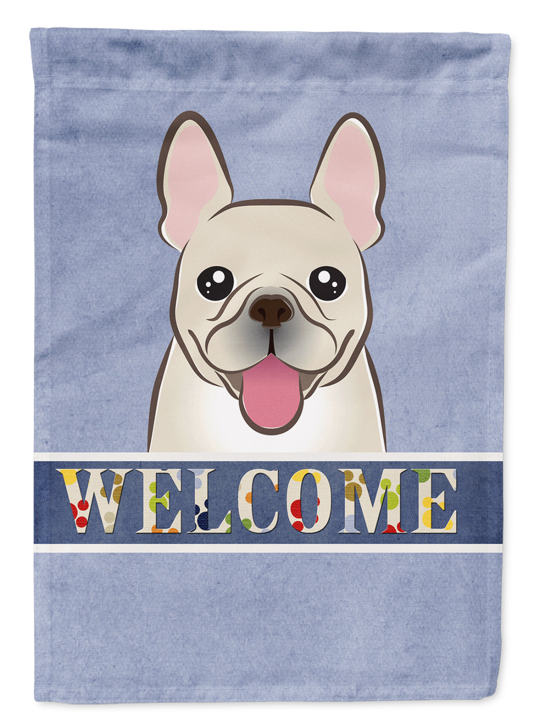 French Bulldog Welcome House Flag 28x40 Porch Sleeve Pole Decorative Outside Yard Banner Artwork Wall Hanging, Polyester