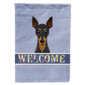 Min Pin Welcome House Flag 28x40 Porch Sleeve Pole Decorative Outside Yard Banner Artwork Wall Hanging, Polyester