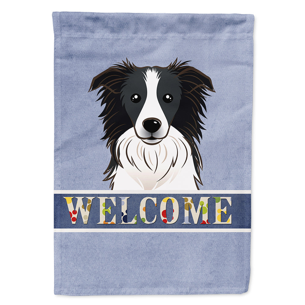 Border Collie Welcome House Flag 28x40 Porch Sleeve Pole Decorative Outside Yard Banner Artwork Wall Hanging, Polyester