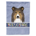 Sheltie Welcome House Flag 28x40 Porch Sleeve Pole Decorative Outside Yard Banner Artwork Wall Hanging, Polyester