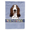Basset Hound Welcome House Flag 28x40 Porch Sleeve Pole Decorative Outside Yard Banner Artwork Wall Hanging, Polyester