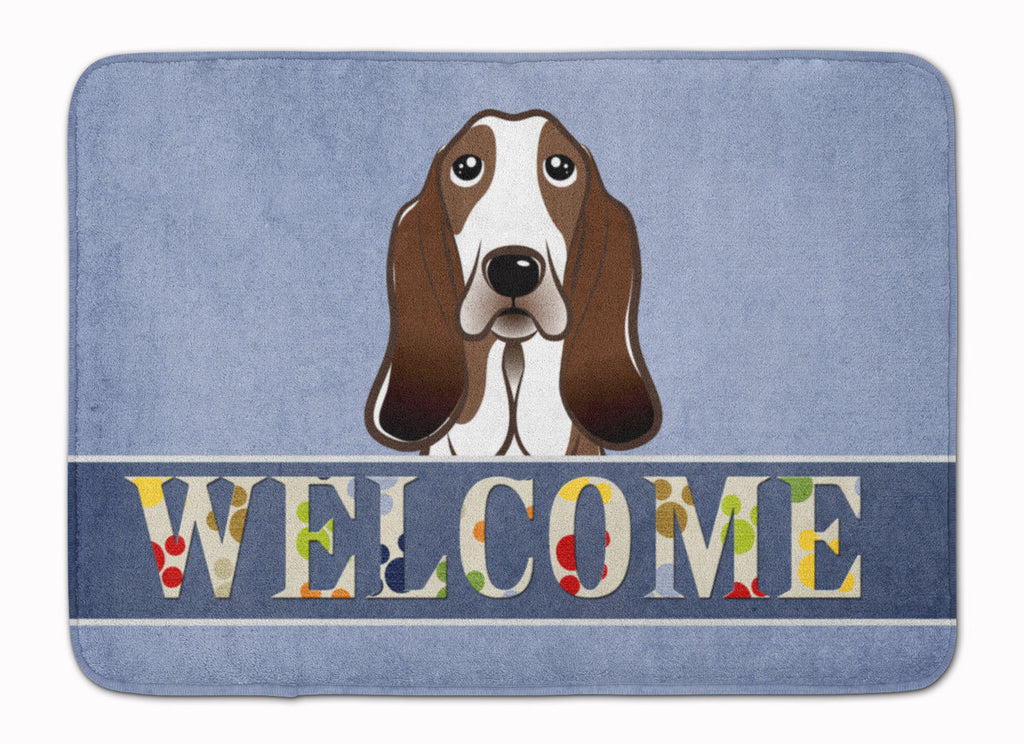 Basset Hound Welcome Memory Foam Kitchen Mat Machine Washable Anti-Fatigue Cushion Comfort Bath or Kitchen Rug