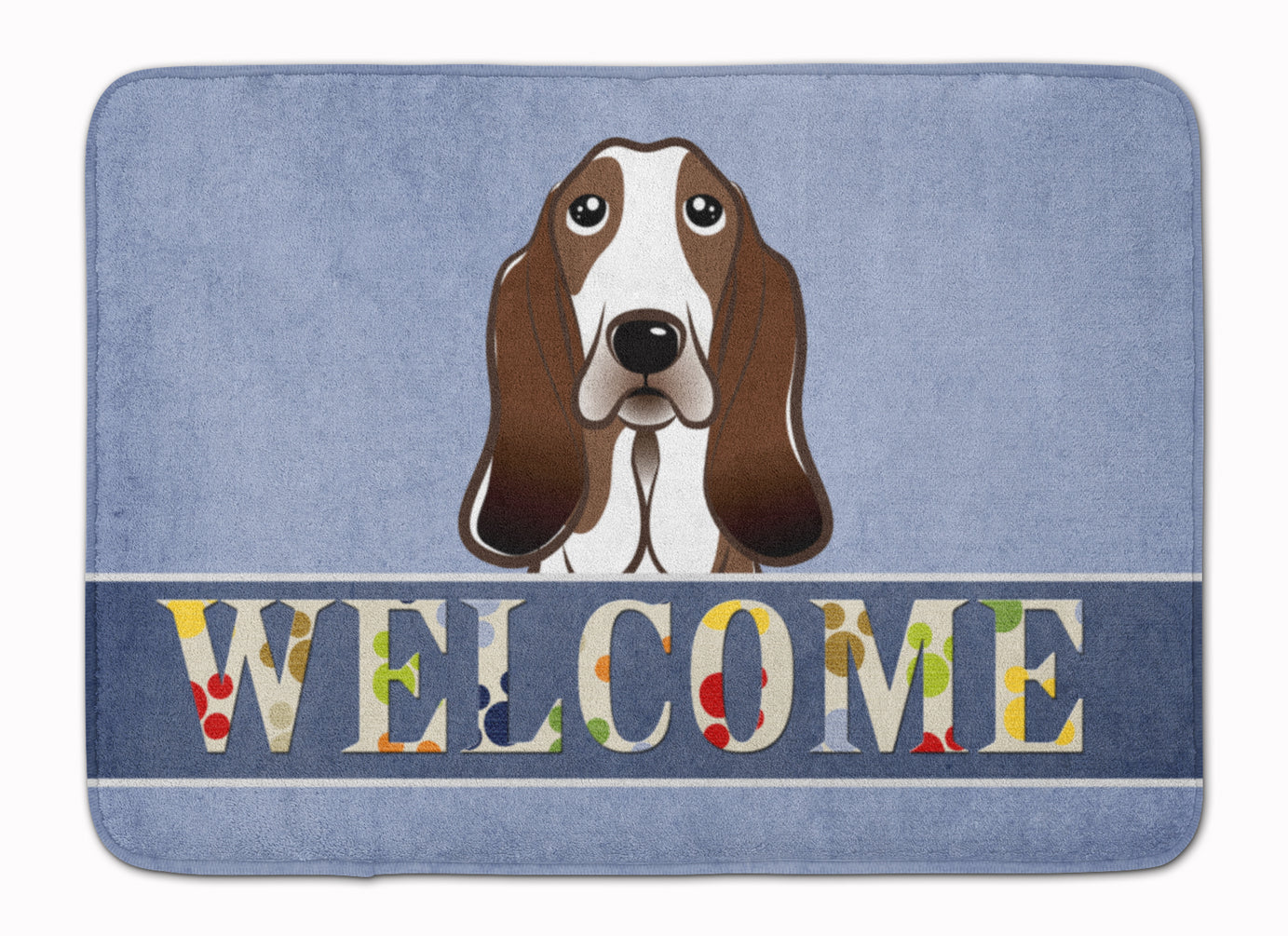Basset Hound Welcome Memory Foam Kitchen Mat Machine Washable Anti-Fatigue Cushion Comfort Bath or Kitchen Rug