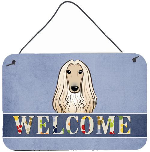 Afghan Hound Welcome Wall or Door Hanging Prints Aluminum Metal Sign Kitchen Wall Bar Bathroom Plaque Home Decor, 8HX12W, Multicolor
