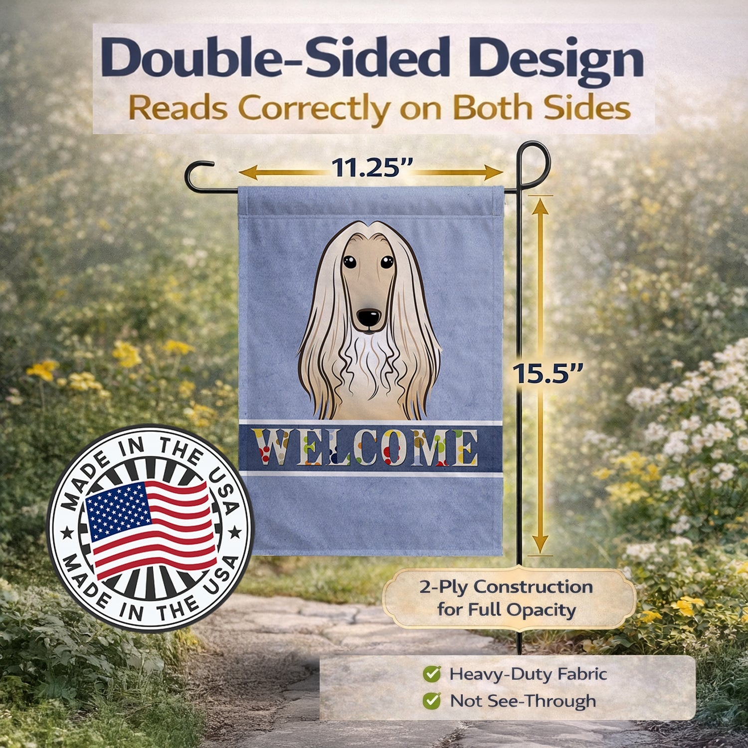 Afghan Hound Welcome Garden Flag Mailbox Decorative Yard Banner Outside Patio Artwork for Flower Beds, Garden Size, Multicolor