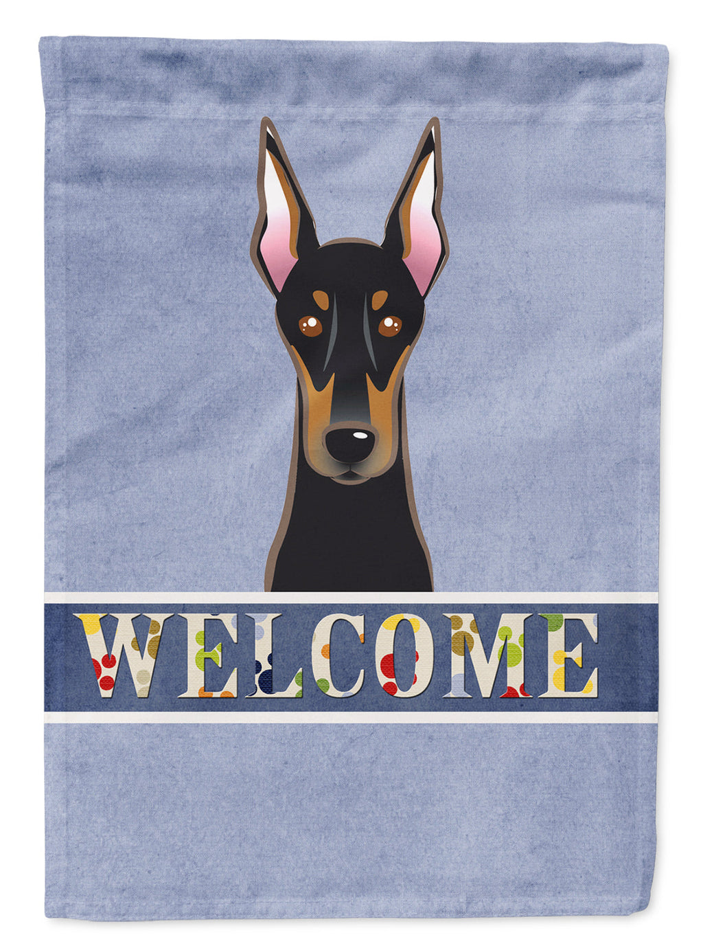 Doberman Welcome House Flag 28x40 Porch Sleeve Pole Decorative Outside Yard Banner Artwork Wall Hanging, Polyester