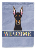 Doberman Welcome House Flag 28x40 Porch Sleeve Pole Decorative Outside Yard Banner Artwork Wall Hanging, Polyester