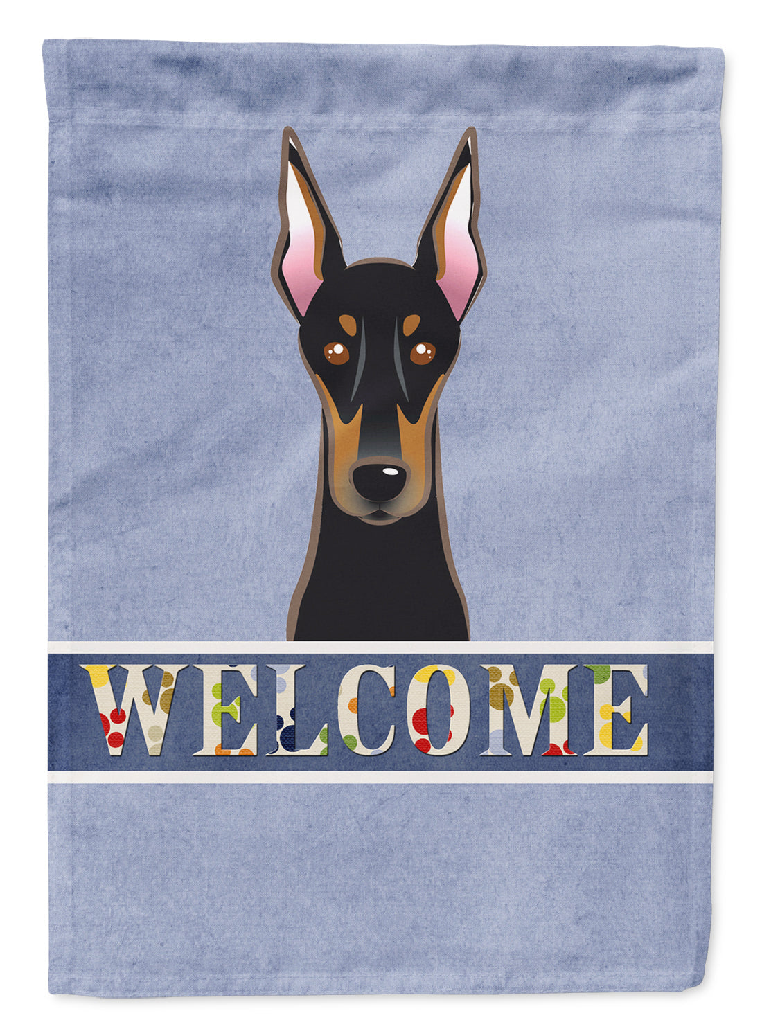 Doberman Welcome House Flag 28x40 Porch Sleeve Pole Decorative Outside Yard Banner Artwork Wall Hanging, Polyester
