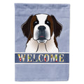 Saint Bernard Welcome House Flag 28x40 Porch Sleeve Pole Decorative Outside Yard Banner Artwork Wall Hanging, Polyester