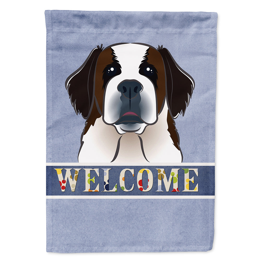Saint Bernard Welcome House Flag 28x40 Porch Sleeve Pole Decorative Outside Yard Banner Artwork Wall Hanging, Polyester