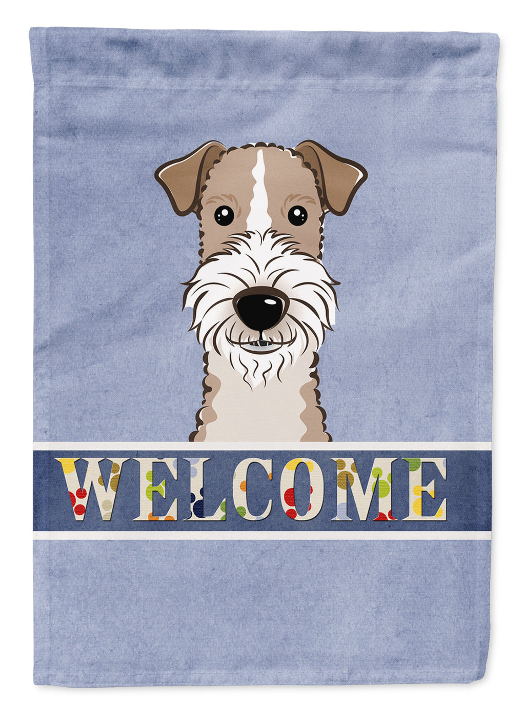 Wire Haired Fox Terrier Welcome House Flag 28x40 Porch Sleeve Pole Decorative Outside Yard Banner Artwork Wall Hanging, Polyester