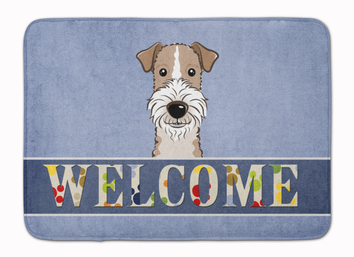 Wire Haired Fox Terrier Welcome Memory Foam Kitchen Mat Machine Washable Anti-Fatigue Cushion Comfort Bath or Kitchen Rug