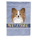 Papillon Welcome House Flag 28x40 Porch Sleeve Pole Decorative Outside Yard Banner Artwork Wall Hanging, Polyester