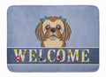 Chocolate Brown Shih Tzu Welcome Memory Foam Kitchen Mat Machine Washable Anti-Fatigue Cushion Comfort Bath or Kitchen Rug