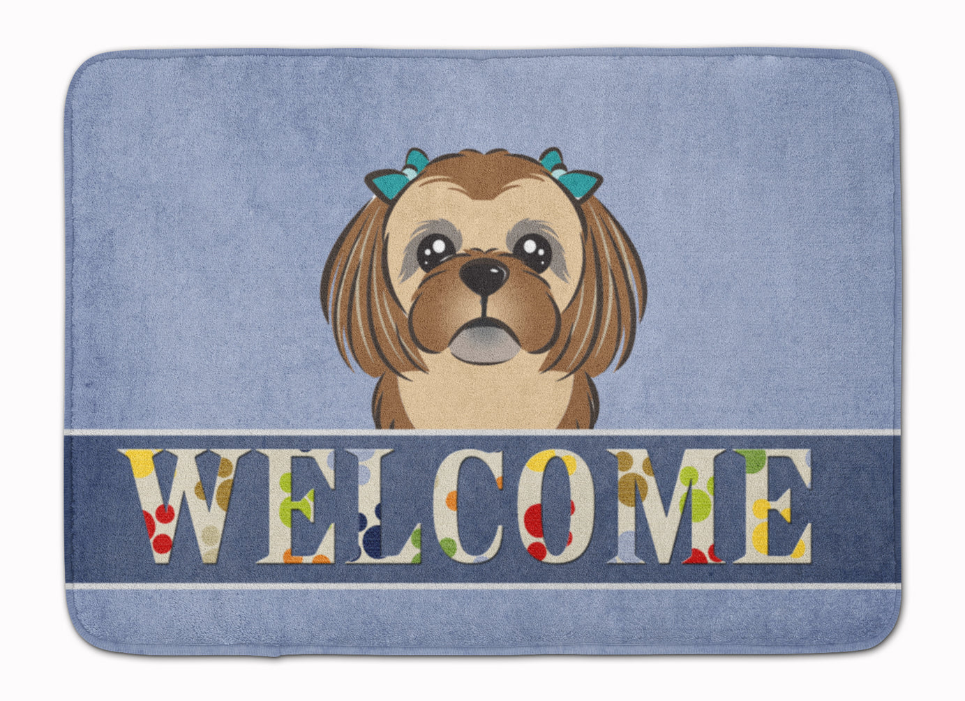 Chocolate Brown Shih Tzu Welcome Memory Foam Kitchen Mat Machine Washable Anti-Fatigue Cushion Comfort Bath or Kitchen Rug
