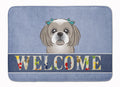 Gray Silver Shih Tzu Welcome Memory Foam Kitchen Mat Machine Washable Anti-Fatigue Cushion Comfort Bath or Kitchen Rug