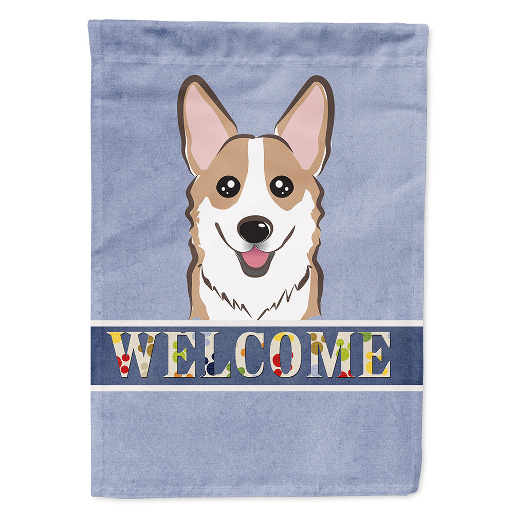 Sable Corgi Welcome House Flag 28x40 Porch Sleeve Pole Decorative Outside Yard Banner Artwork Wall Hanging, Polyester