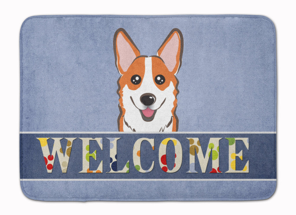 Red Corgi Welcome Memory Foam Kitchen Mat Machine Washable Anti-Fatigue Cushion Comfort Bath or Kitchen Rug