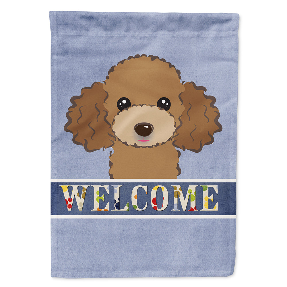 Chocolate Brown Poodle Welcome House Flag 28x40 Porch Sleeve Pole Decorative Outside Yard Banner Artwork Wall Hanging, Polyester