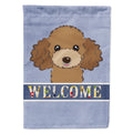Chocolate Brown Poodle Welcome House Flag 28x40 Porch Sleeve Pole Decorative Outside Yard Banner Artwork Wall Hanging, Polyester