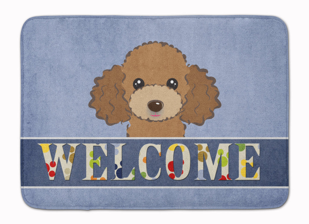 Chocolate Brown Poodle Welcome Memory Foam Kitchen Mat Machine Washable Anti-Fatigue Cushion Comfort Bath or Kitchen Rug