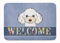 White Poodle Welcome Memory Foam Kitchen Mat Machine Washable Anti-Fatigue Cushion Comfort Bath or Kitchen Rug