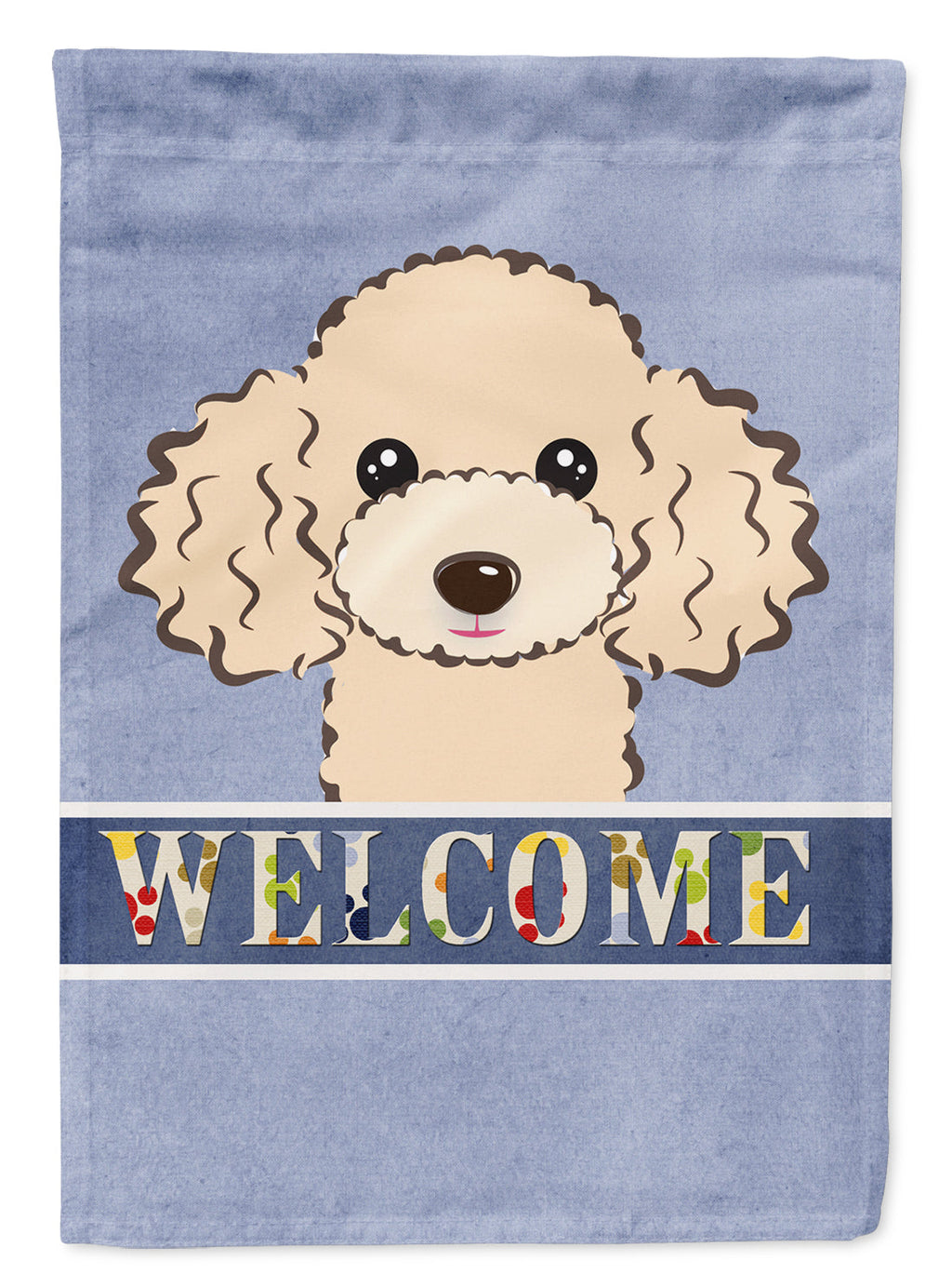 Buff Poodle Welcome House Flag 28x40 Porch Sleeve Pole Decorative Outside Yard Banner Artwork Wall Hanging, Polyester
