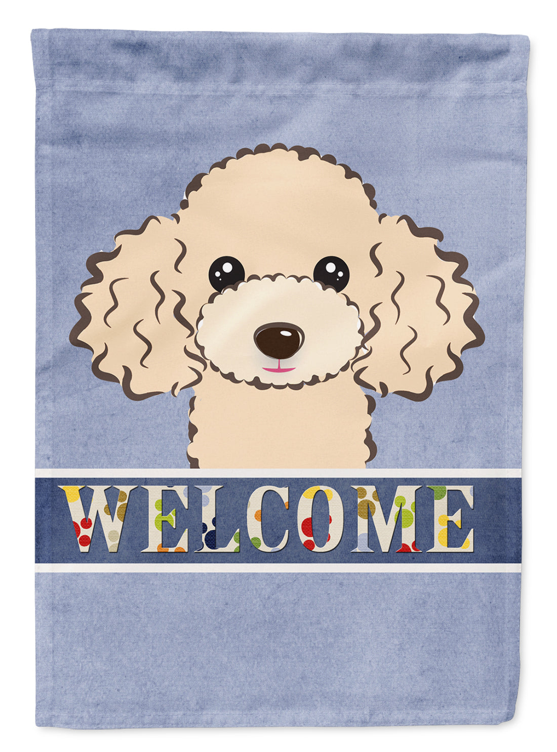 Buff Poodle Welcome House Flag 28x40 Porch Sleeve Pole Decorative Outside Yard Banner Artwork Wall Hanging, Polyester