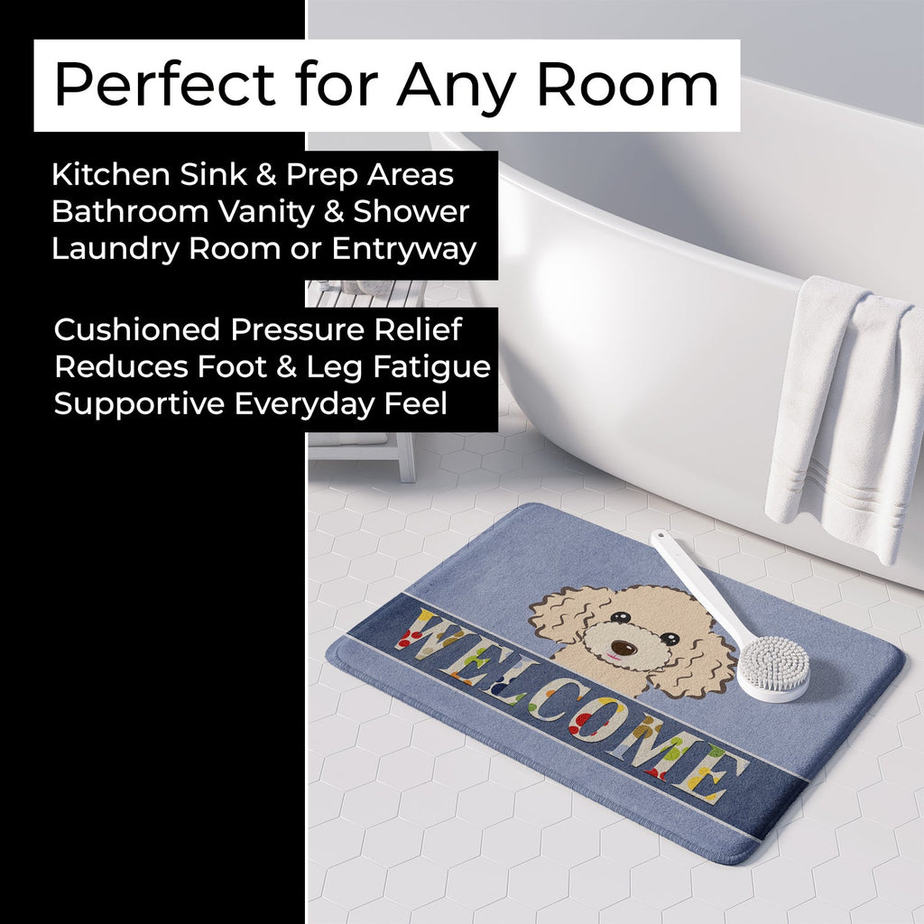 Buff Poodle Welcome Memory Foam Kitchen Mat Machine Washable Anti-Fatigue Cushion Comfort Bath or Kitchen Rug