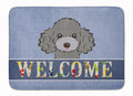Silver Gray Poodle Welcome Memory Foam Kitchen Mat Machine Washable Anti-Fatigue Cushion Comfort Bath or Kitchen Rug