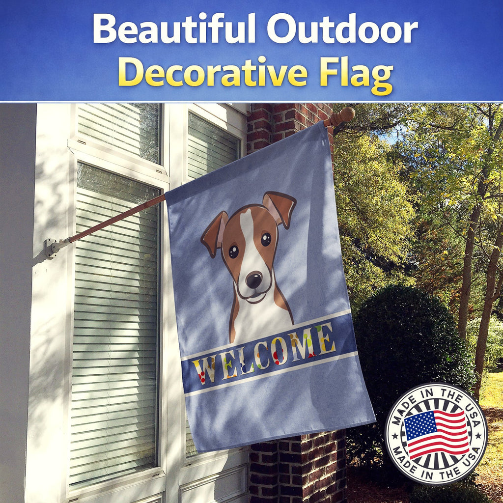 Jack Russell Terrier Welcome House Flag 28x40 Porch Sleeve Pole Decorative Outside Yard Banner Artwork Wall Hanging, Polyester