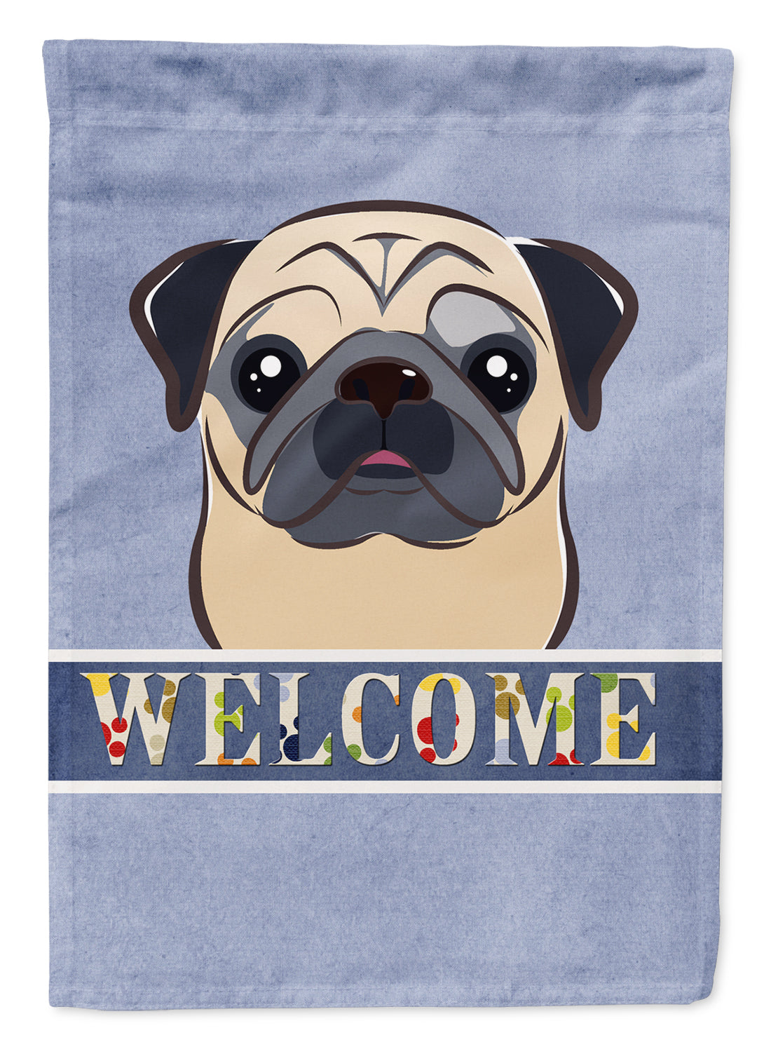 Fawn Pug Welcome House Flag 28x40 Porch Sleeve Pole Decorative Outside Yard Banner Artwork Wall Hanging, Polyester