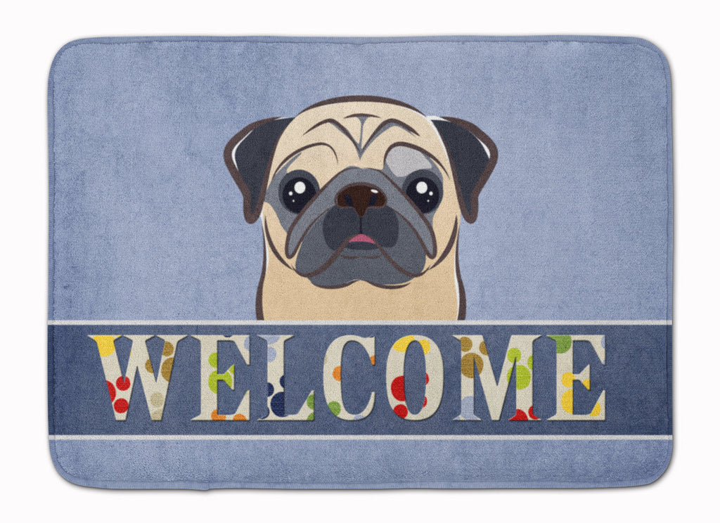 Fawn Pug Welcome Memory Foam Kitchen Mat Machine Washable Anti-Fatigue Cushion Comfort Bath or Kitchen Rug