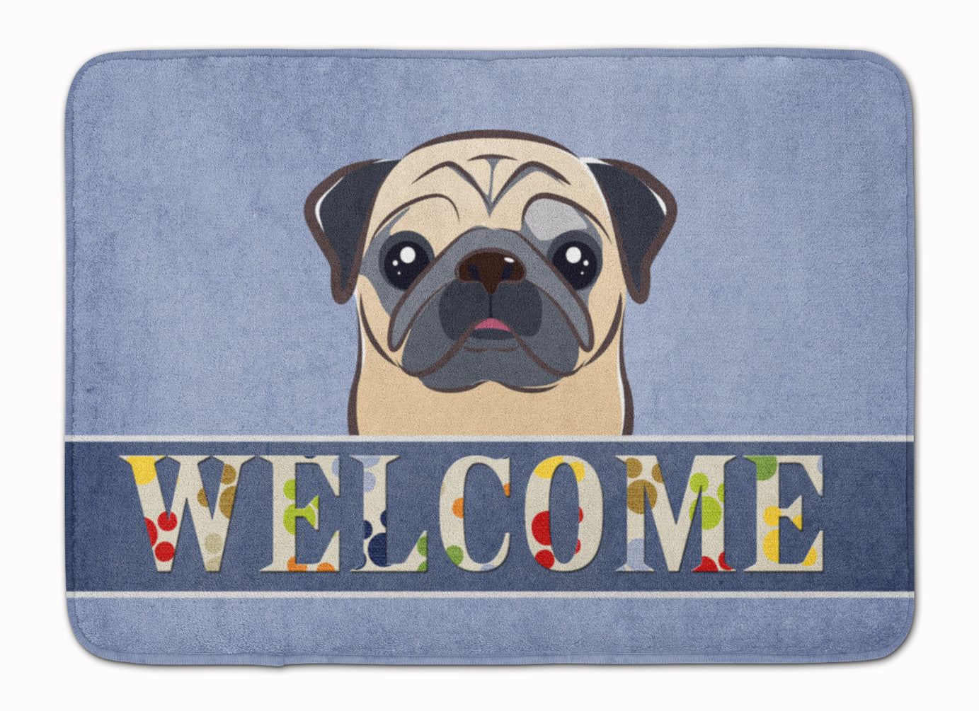 Fawn Pug Welcome Memory Foam Kitchen Mat Machine Washable Anti-Fatigue Cushion Comfort Bath or Kitchen Rug