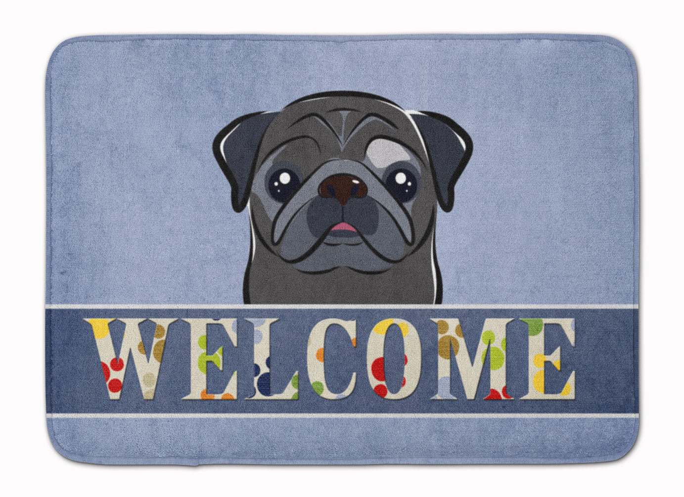 Black Pug Welcome Memory Foam Kitchen Mat Machine Washable Anti-Fatigue Cushion Comfort Bath or Kitchen Rug