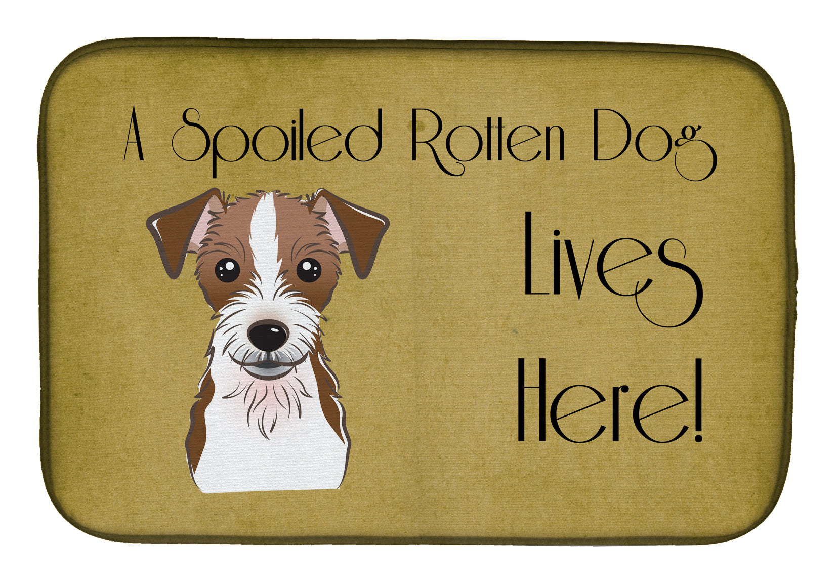 Jack Russell Terrier Spoiled Dog Lives Here Dish Drying Mat Absorbent Dish Drying Mat Pad for Kitchen Counter Dish Drainer Mat for Countertop, 14 x 21", Multicolor