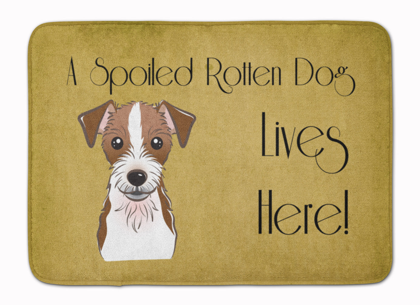 Jack Russell Terrier Spoiled Dog Lives Here Memory Foam Kitchen Mat Machine Washable Anti-Fatigue Cushion Comfort Bath or Kitchen Rug