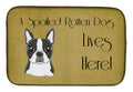 Boston Terrier Spoiled Dog Lives Here Dish Drying Mat Absorbent Dish Drying Mat Pad for Kitchen Counter Dish Drainer Mat for Countertop, 14 x 21", Multicolor